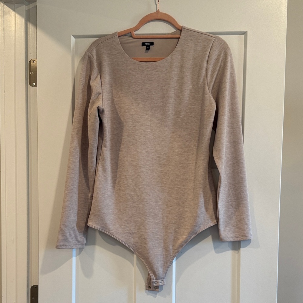 Express Body Contour Beige Long Sleeve Bodysuit